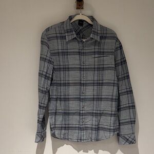 Nau Blue and Gray Plaid Button-Down Shirt
